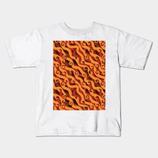 Abstract Diagonal Lines with Swirls Seamless Surface Pattern Design Kids T-Shirt